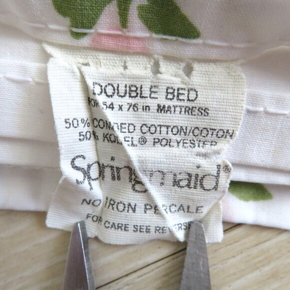 Vintage Double Flat Sheet Standard Pillowcase Set Pink Tulips Made In USA - Picture 11 of 11